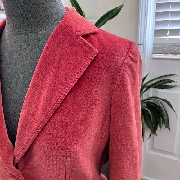Talbots Vintage Burnt Orange Velvet Silk Blend 2 Button Blazer Petite Size 8 - Picture 6 of 14